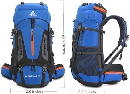 Bseash 60L Waterproof Lightweight Hiking Backpack with Rain Cover,Outdoor Sport Travel Daypack for Climbing Camping Touring