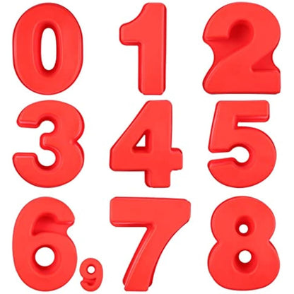SWEWARM 9 PCS Number Cake Pans - Large 10 Inch Silicone 3D Number Cake Molds (Red)
