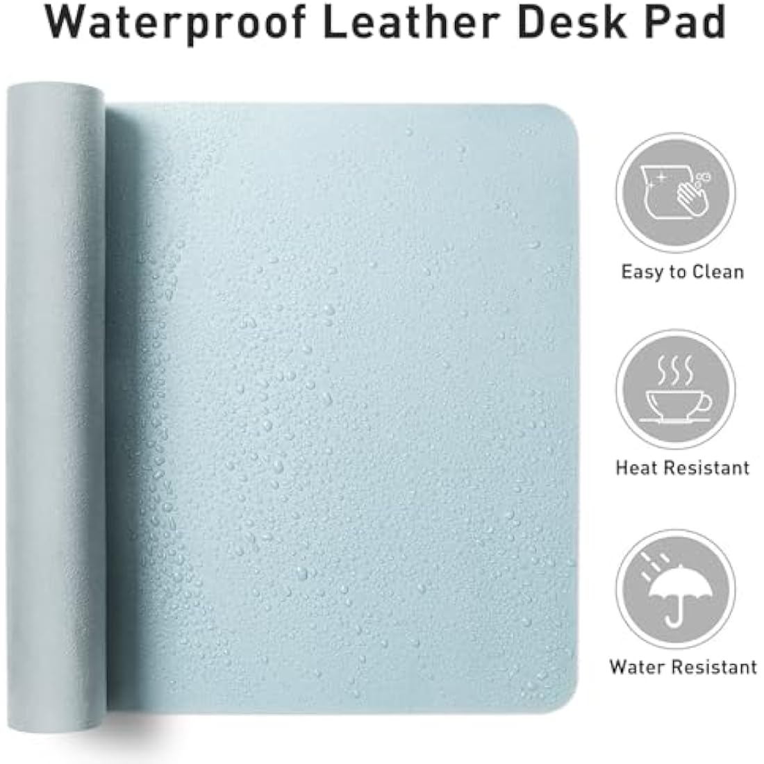Aothia Desk Pad,PU Leather Desk Mat,Mouse Pad,Anti-Slip Desk Protector,Waterproof Desk Pad for Office and Home(60cmx35cm,Baby Blue)