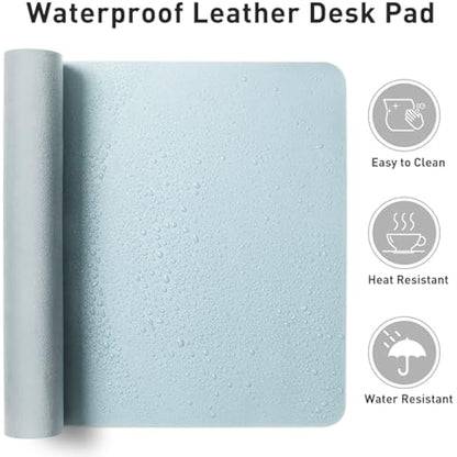 Aothia Desk Pad,PU Leather Desk Mat,Mouse Pad,Anti-Slip Desk Protector,Waterproof Desk Pad for Office and Home(60cmx35cm,Baby Blue)