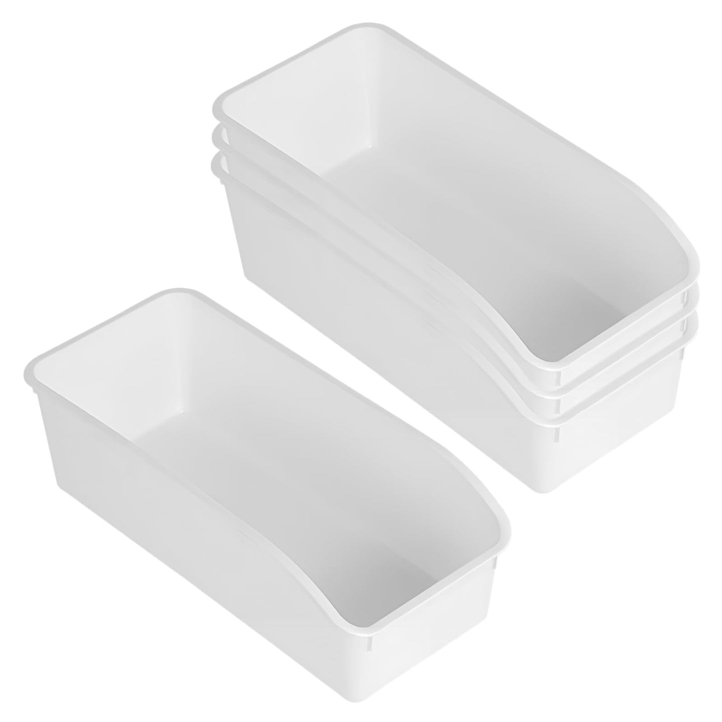 Set of 4 Storage Boxes, Storage Basket, Plastic Organiser Box