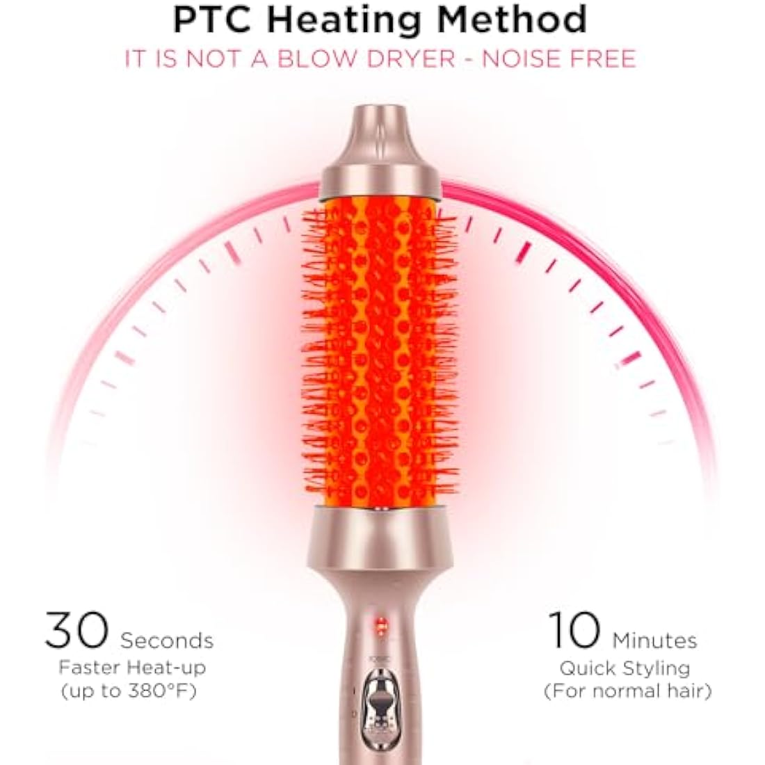 Parwin Pro Beauty Thermal Brush, 1.3"/35mm Heated Round Brush, Ionic Hot Brush Create Shinier & Smoother Curls, Not for Blow Drying, Fast Heating, Dual Voltage, 60Mins Auto Shut Down, Gold