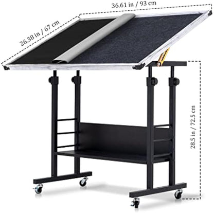 Becko Jigsaw Puzzle Table Tilting Table with Height Adjustment for Up to 1500 Pieces, Enclosed with 4 wheels (Gray)