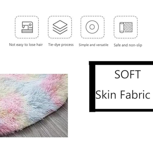Round Fluffy Rainbow Area Rugs for Girls Room, Modern Fluffy Colorful Rugs Cute Floor Carpets, Shaggy Circel Playing Mat for Kids Baby Girls Bedroom Nursery Home Decor(100cm*100cm)