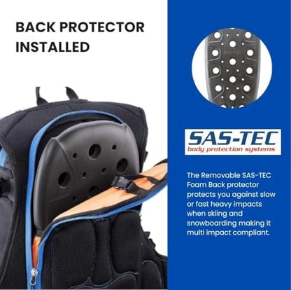 TerraWest Core Avalanche Kit,Ski Backpack Including Recco & Removable Back Protector, Hydration Bladder, Core Plus Shovel, Core 240 cm Quick Lock Probe, Backcountry Skiing, Snowboarding (Blue)