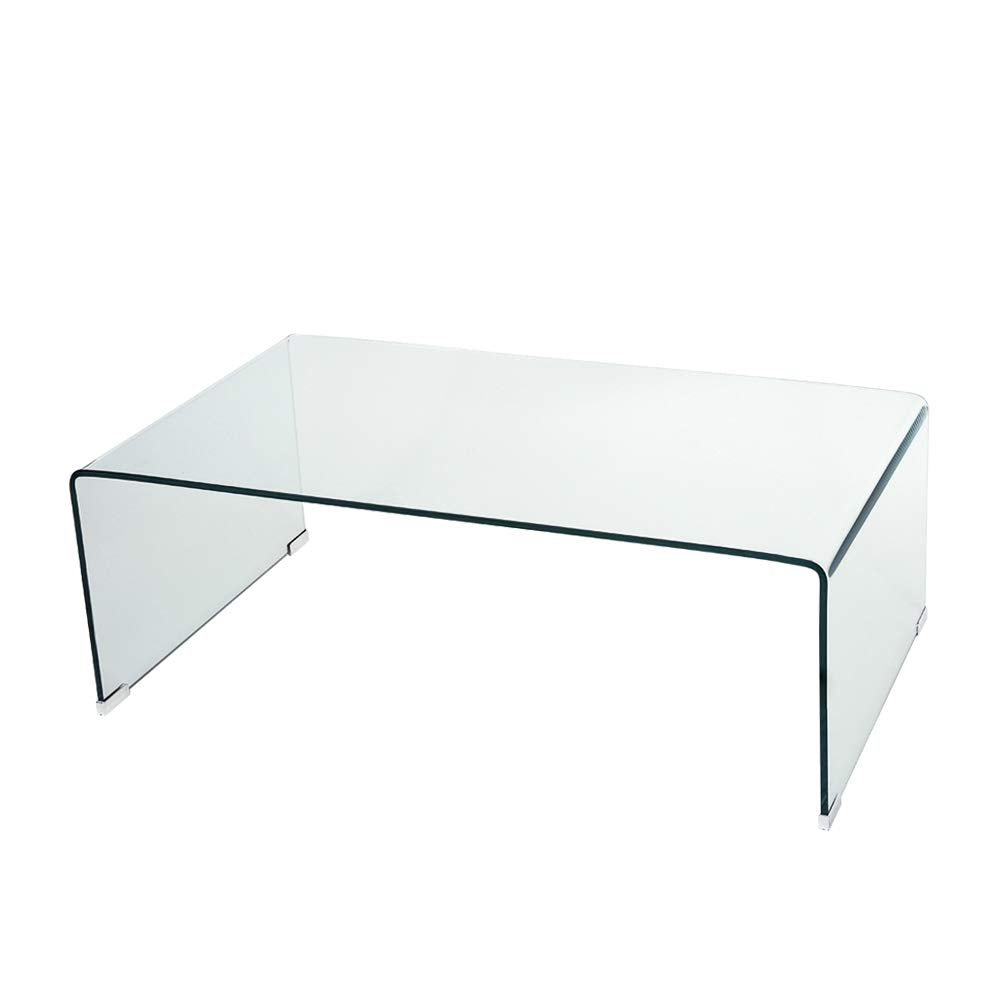 Panana Clear Tempered Glass Coffee Table 100cm Length Compact Living Room Side End Table