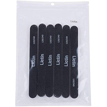 Lictin Pack of 16 Professional Nail Files Double Sided Emery Board (120/240 Grit)(Black)