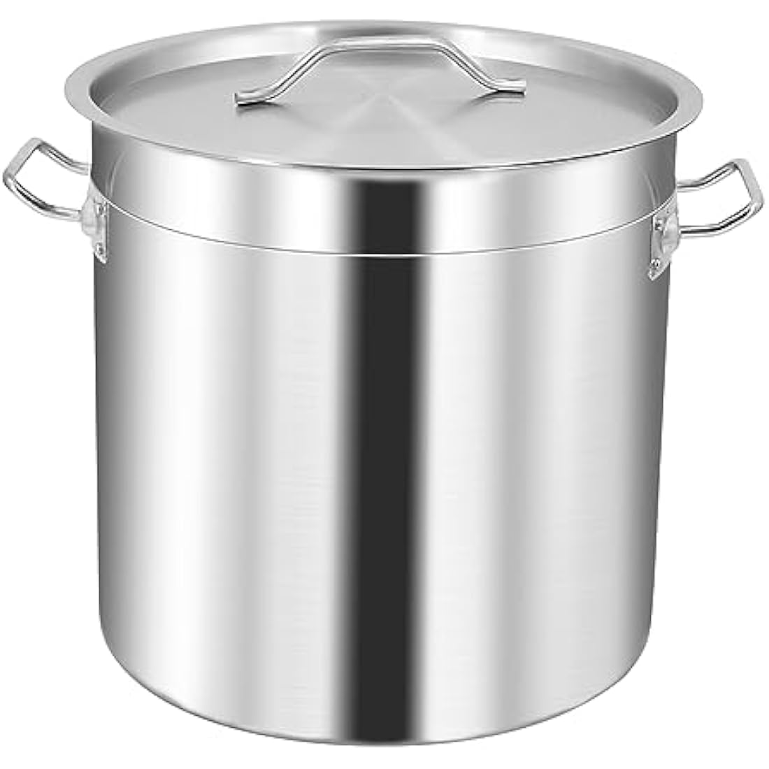 MOOTACO Stainless Steel Stock Pot with Fitted Cover,Tri-Ply Composite Bottom, Silver (17-50L) (25 Litre with Lid)