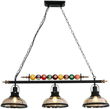 Retro Industrial Pendant Light, Black American Wrought Iron Snooker Bar Restaurant Style Chandelier,Hanging Lamp for Pool Table, Dining Table, Island Table