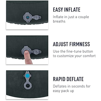 Sea to Summit - Aeros Ultralight Pillow L - Lightest Curved Inflatable Travel Pillow - Stretch-Knit 20D Polyester - Lock System - For Ultralight Backpacking - 44 x 32 x 14cm - Grey - 70g