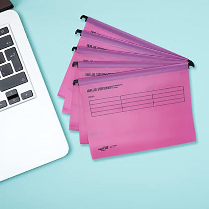 Suspension Files, MerryNine 15PCS Polypropylene Filing Cabinet Suspension Files with Tabs and Card Inserts for School Home Work Office Organization **Check Size Before Ordering ** (Pink, A4)