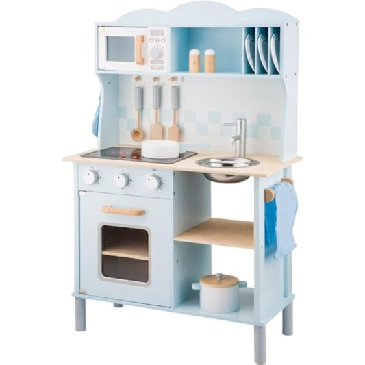New Classic Toys Modern Kitchenette Electric Cooking, Blue/Natural