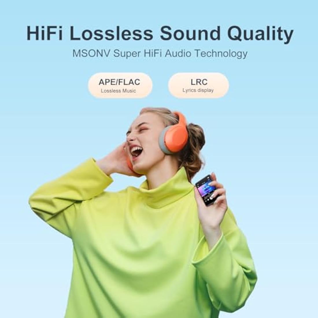 MECHEN 64GB MP3 Player Bluetooth 5.3 with 2.4" Full Touch Screen，Portable Digital Music Player with Speaker，FM Radio, Line Recording, HiFi Lossless Sound, Support up to 128GB