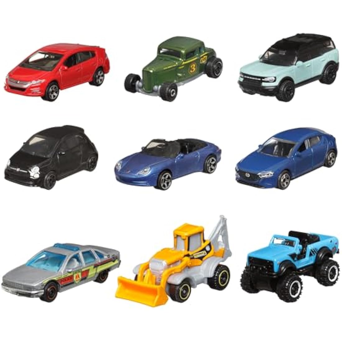 Matchbox 9-Pack Vehicles, Collection of 9 1:64 Scale Die-Cast Toy Cars Featuring Real-World Replicas of Recognizable Vehicles for Collectors and Kids 3 Years Old & Older, X7111