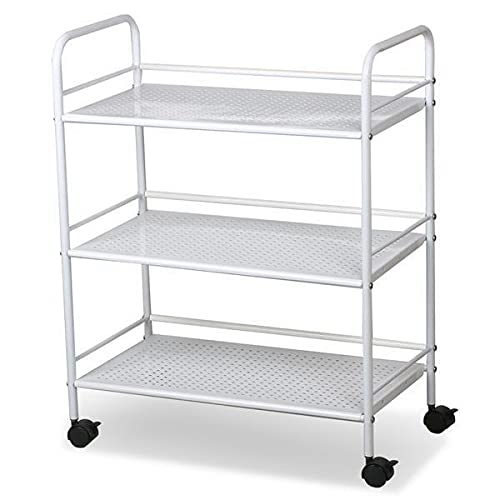 Yaheetech 3-Tier Storage Trolley Rolling Utility Cart on Wheels, White
