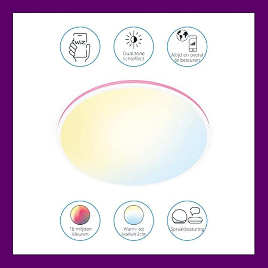 WiZ Smart Colour Arca Ceiling Light. [White], Smart LED Connected WiFi Works with Alexa, Google Assistant & HomeKit, App Control for Indoor Home Lighting, Livingroom and Bedroom