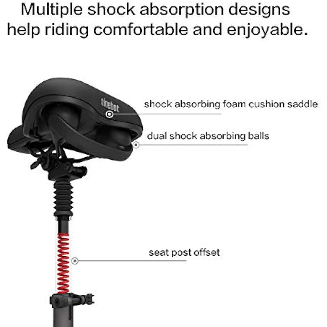 Segway-Ninebot Electric Scooter Seat Saddle for MAX G30P and G30LP, Adjustable Comfortable and Shock Absorbing MAX Seat Saddle, Black, Large