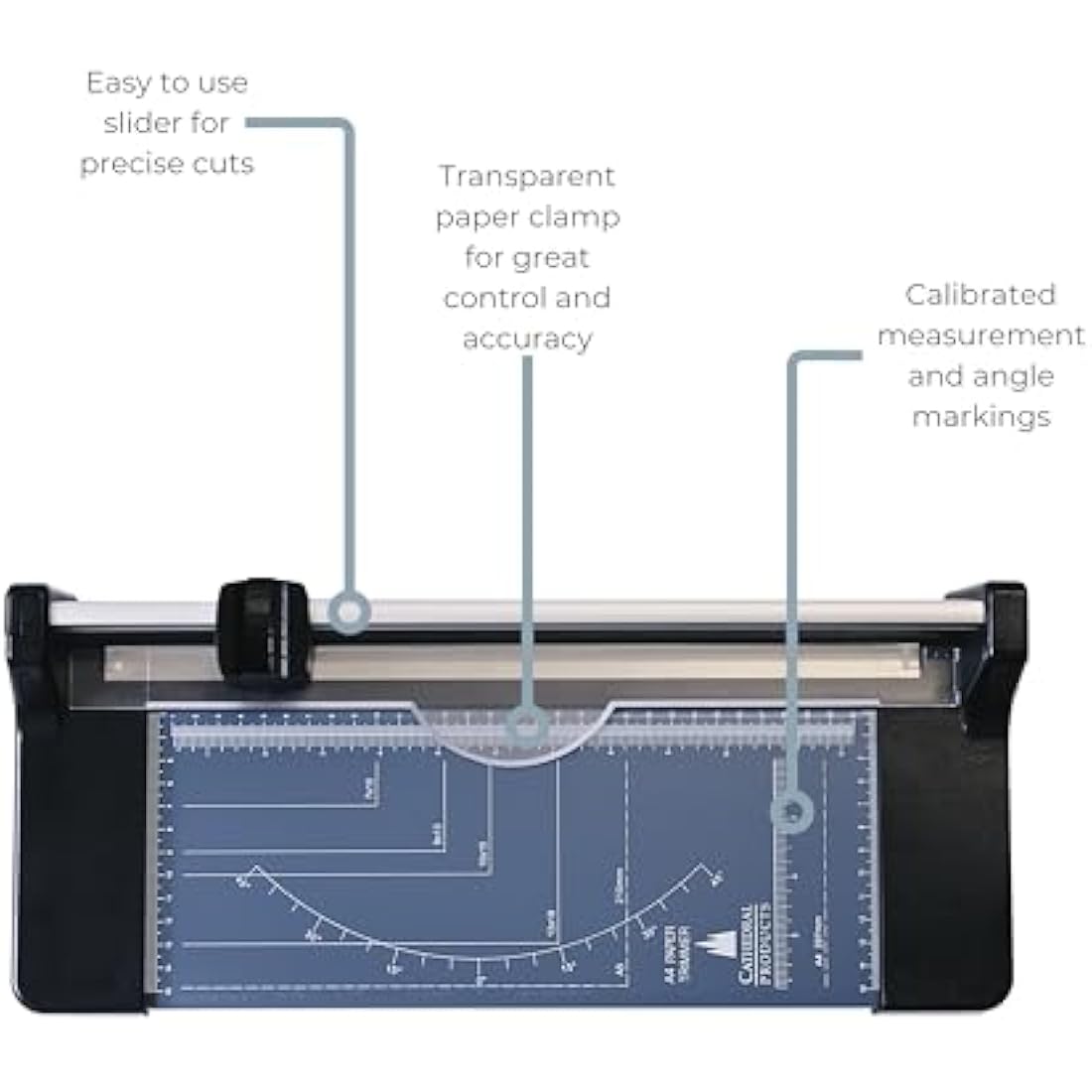 Cathedral Products A4 Rotary Paper Trimmer Cutter with Metal Base - 320 x 157mm Cutting Table