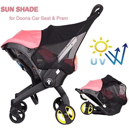 Cysocool Car Seat Pram Sunshade for Doona Stroller Car Seat (not for Doona X) Stroller Snap-on Sun Protection Canopy, Anti-UV Baby Pushchair Blackout Cover Shield Insect Mosquito Net