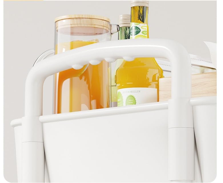 Multibao 3 Tier Storage Trolley Cart on Wheels Plastic Mobile Rolling Trolley For Kitchen Bathroom Laundry Rolling Rack 27D x 39W x 73H CM (White)