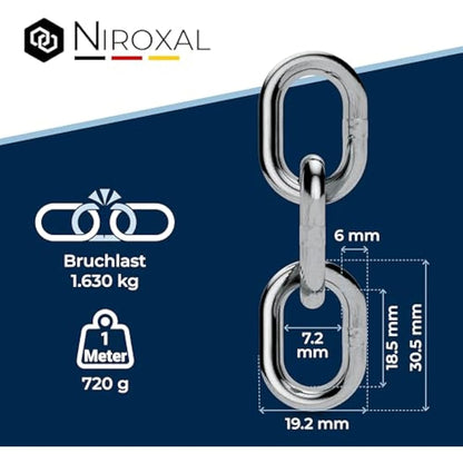 7-Meter 6-mm Thick Stainless Steel Chain V4A Short-Linked from NietFullThings on Piece Anchor Chain DIN 5685 DIN 766 7-m
