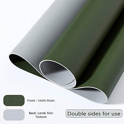 Desk Pad Large, Desk Mat, Extended Mouse Mat, Mouse Pad L, Desk Blotter, DOBAOJIA Laptop Pad Writing Pad for Office/Home, Dual-Side Use PU Leather Waterproof 23.6" X 13.8"(Dark Green/Gray)