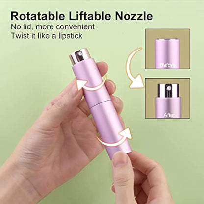 Zingso Refillable Travel Perfume Atomiser Bottles, 2 Pcs 10ml Mini Portable Spray Bottles Refillable Perfume Aftershave Atomiser Empty Travel Bottles with Funnel… (10ml (Pink+Light Purple))