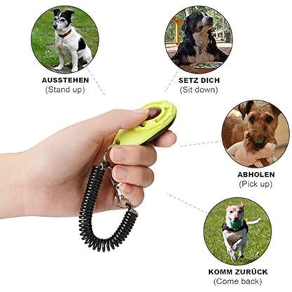 Toozey Dog Clicker, Pack of 5 Clickers with Wrist Strap, Clicker with Large Button, 5 Colours, Bonus E-Book (White+Grey+Pink+Blue+Green)