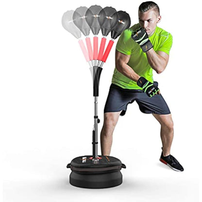 MaxxMMA Advanced Adjustable Speed Punching Bag with Stand, Cobra Reflex Training Bag, Height Adjustable, Including 2 Balls, Speed Control Rod, Boxing Gloves