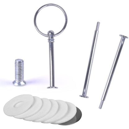 Rayinblue 16 Sets 3 Tier Cake Plate Stand Handle Fittings Silver for Tea Shop Room Hotel