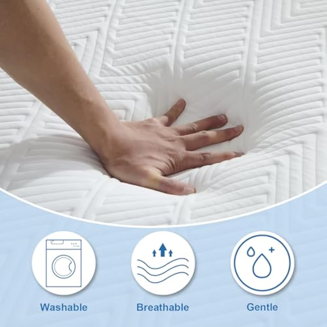 Yocreat 20CM Single Gel Memory Foam Mattress, Pressure Relieving, Medium Firm Feel with Cooling Cover, Breathable Mattress, Single Bed 90cm x 190cm