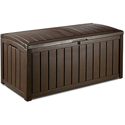 Keter Glenwood 390L Outdoor 60% recycled Garden Furniture Storage Box Brown| Fade Free | All Weather Resistant | Safe and Secure | Zero Maintenance | 2 year Warranty