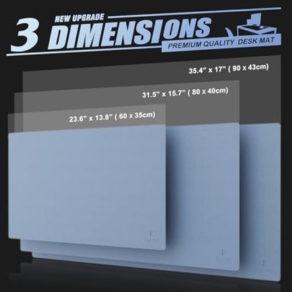 K KNODEL Large Office Leather Desk Mat, Mouse and Keyboard Pad, Computer and Laptop Mat, Desktop Protector and Cover, Writing Pad and Blotter (80x40cm, Lake Blue)