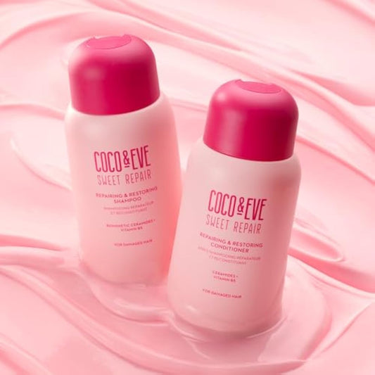 Coco & Eve Repair & Restore Shampoo & Conditioner Bundle. Hydrating & Strengthening Set for Damaged, Color Treated Hair. Deeply Nourish, Reduce Split Ends & Breakage for Healthy Hair. (560 ml)