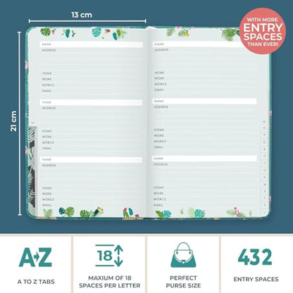 Boxclever Press Small Address Book with 432 Spaces. Address Books with Alphabet Index hardback, Pocket & Change of Address Labels. Perfect Gifts for Women 21 x 13 cm
