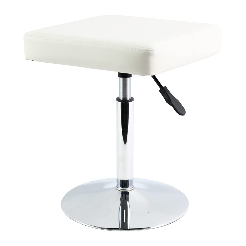 FURWOO PU Leather Square Cutting Stool Height Adjustable Swivel Workshop Barber Shop Beauty Spa Drafting Tattoo Work Stool Short Task Chair