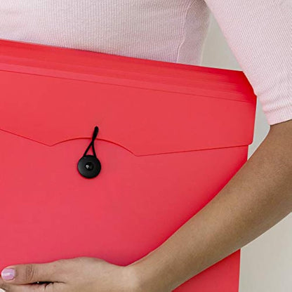 D.RECT | Expandable Expanding File | Document Organiser | Folders Expander for School - Office - Home | Expanding File Folders | Pockets Filing Box | 12 Compartments | Size: A4 | Colour: Red, 5580