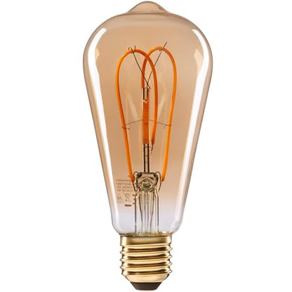 greenandco E27 ST64 LED Vintage Fflament Bulb 5W Replaces 35W 400lm 2000K Extra Warm White 360 230V, no Flicker, not dimmable, 8-Pack