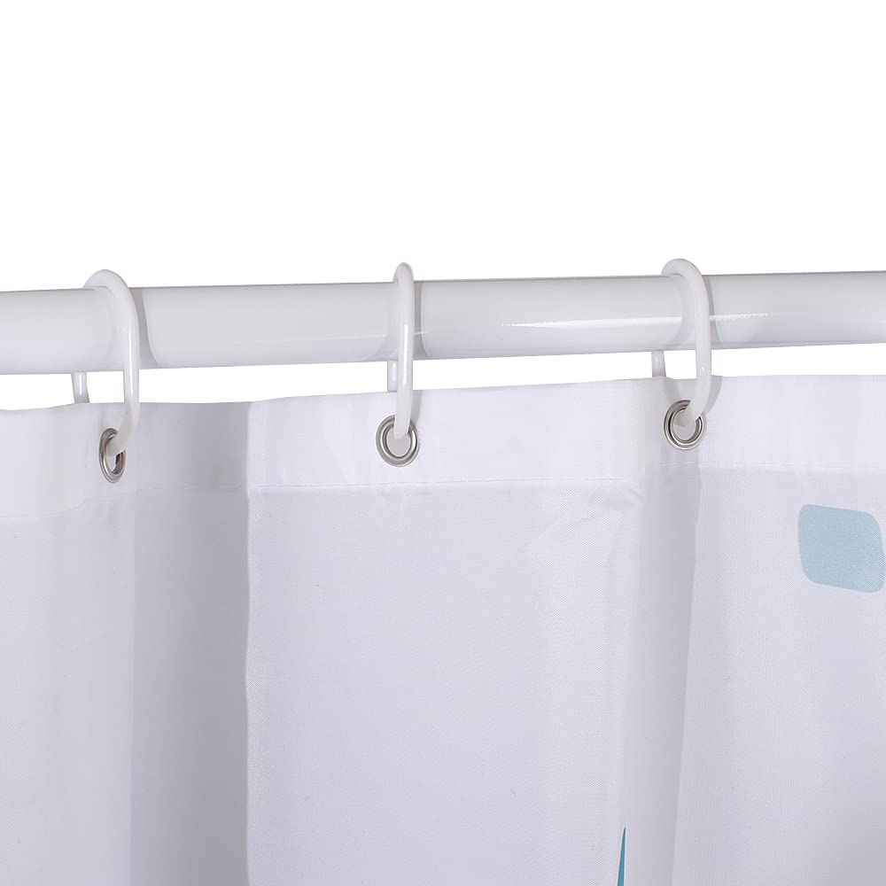 VIROSA Mosaic Blue Shower Curtain for Bathroom Anti Mould, Mildew Resistant | Size 180x180 cm 71 x 71 Inch | Water Repellant Fabric | 100% Polyster
