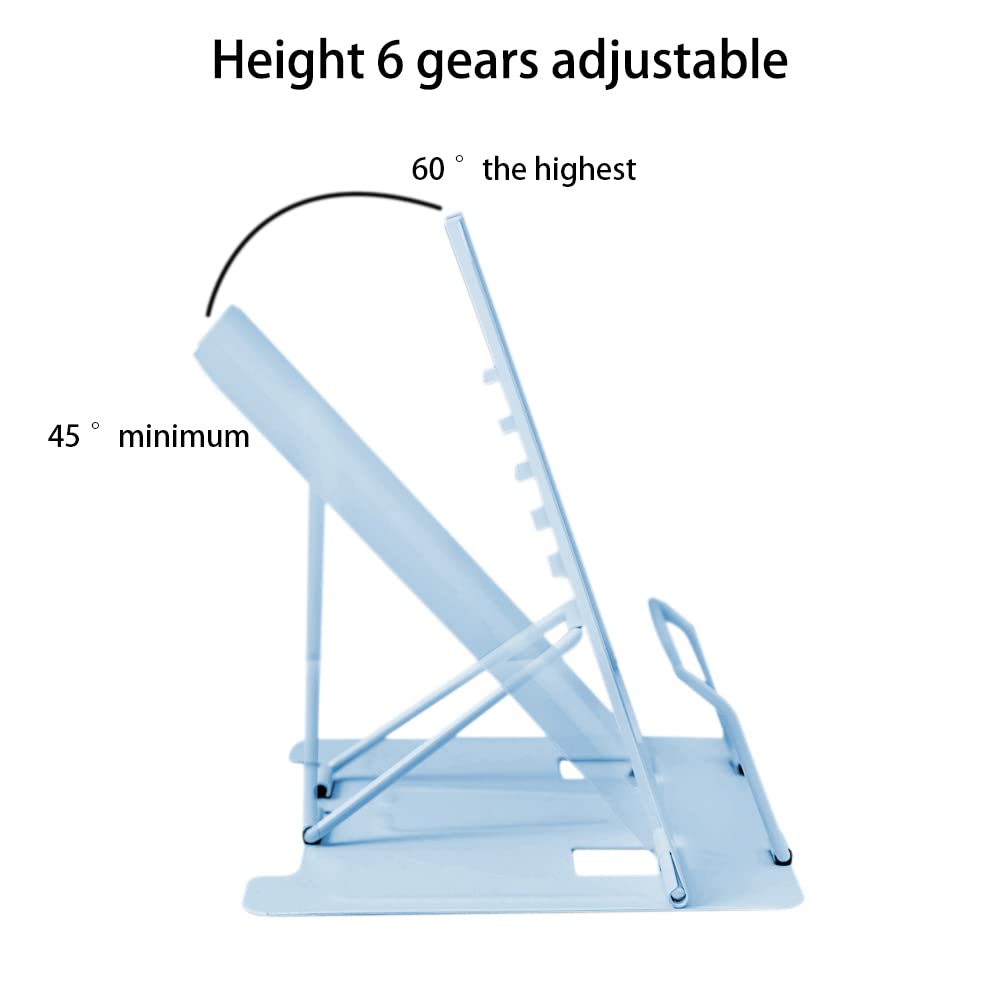 Book Stand, Multifunctional Metal Book Holder for Reading (Blue)