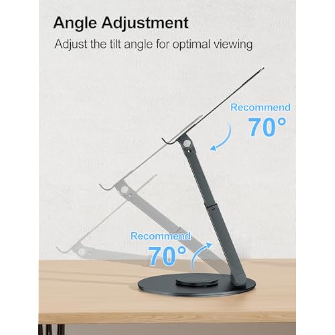 tounee Telescopic Laptop Stand for Desk with 360° Swivel Base, Sit to Stand, Height Adjustable, Portable Riser Holder for Good Posture, Compatible with MacBook Pro, All Laptops 10-17"-Gray