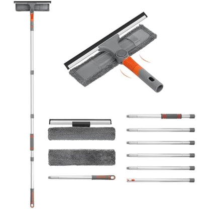 Baban Squeegee Window Cleaner 2 in 1 Window Cleaning Tool with 1 Elbow- and 7 Straight Extension Pole