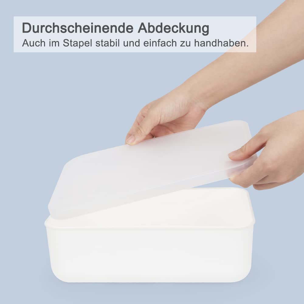 Set of 6 Storage Box, Stackable Basket with 4 Lids, Durable Storage Boxes