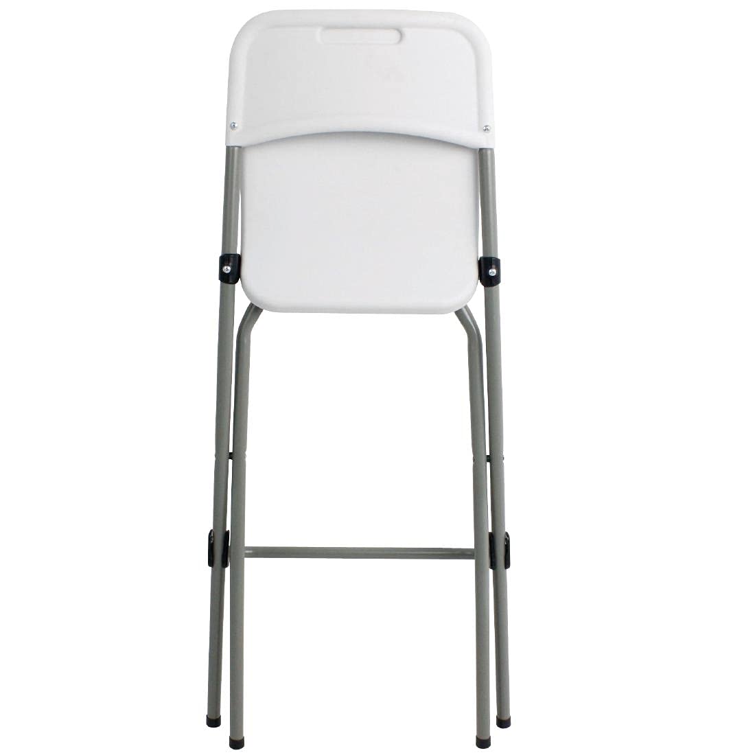 Bolero Folding High Stools Steel Frame Plastic Seat, Pack of 2, White