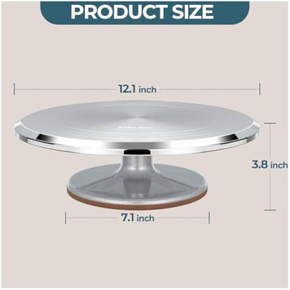 Ohuhu Cake Turntable, 12 Inch Cake Decorating Turntable, Aluminium Alloy Cake Rotating Stand, Cake Turn Table for Baking Cake Decoration, Gift for Baking Enthusiast
