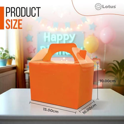 Lotus 50-Pack Kids’ Party Favor Boxes–Stylish Orange Treat Containers for Birthdays, Halloween, Picnics & Fun Celebrations| Perfect for Loot Box & Party Favors| Eye-Catching for Any Occasion (Orange)