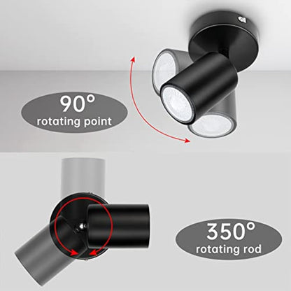 Dehobo Wall Light Spotlight Indoor in Matt Black Adjustable Spot Light with GU10 Socket LED Compatible Industrial Ceiling Wall Spot Light for Kitchen Lounge Bedroom Dining Room