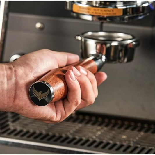 KNODOS 54mm Bottomless Portafilter Premium Rosewood Handle & Naked 18-21 Gram Filter Basket, Compatible with Sage Breville Barista Express, Pro, Touch, Bambino, Infuser, Duo Temp Pro