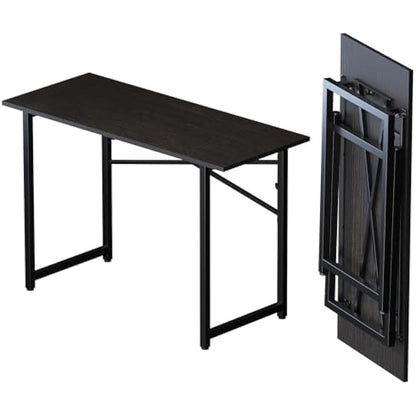 Lutown-Teen Folding Computer Desk 120 cm, Writing Gaming Computer Camping Table, No Assembly Required Home Office Desk, Black