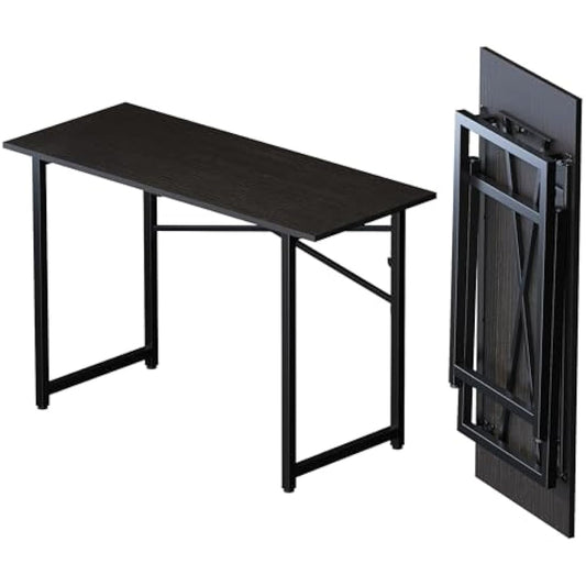 Lutown-Teen Folding Computer Desk 120 cm, Writing Gaming Computer Camping Table, No Assembly Required Home Office Desk, Black